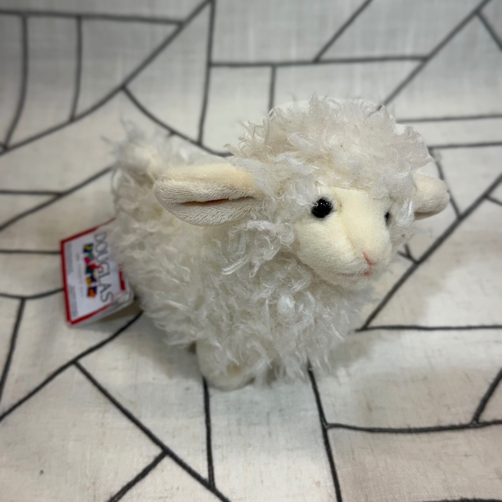 Douglas Lamb Plush 7in White Shaggy Sherpa Sheep Stuffed Animal Toy lil Toula
